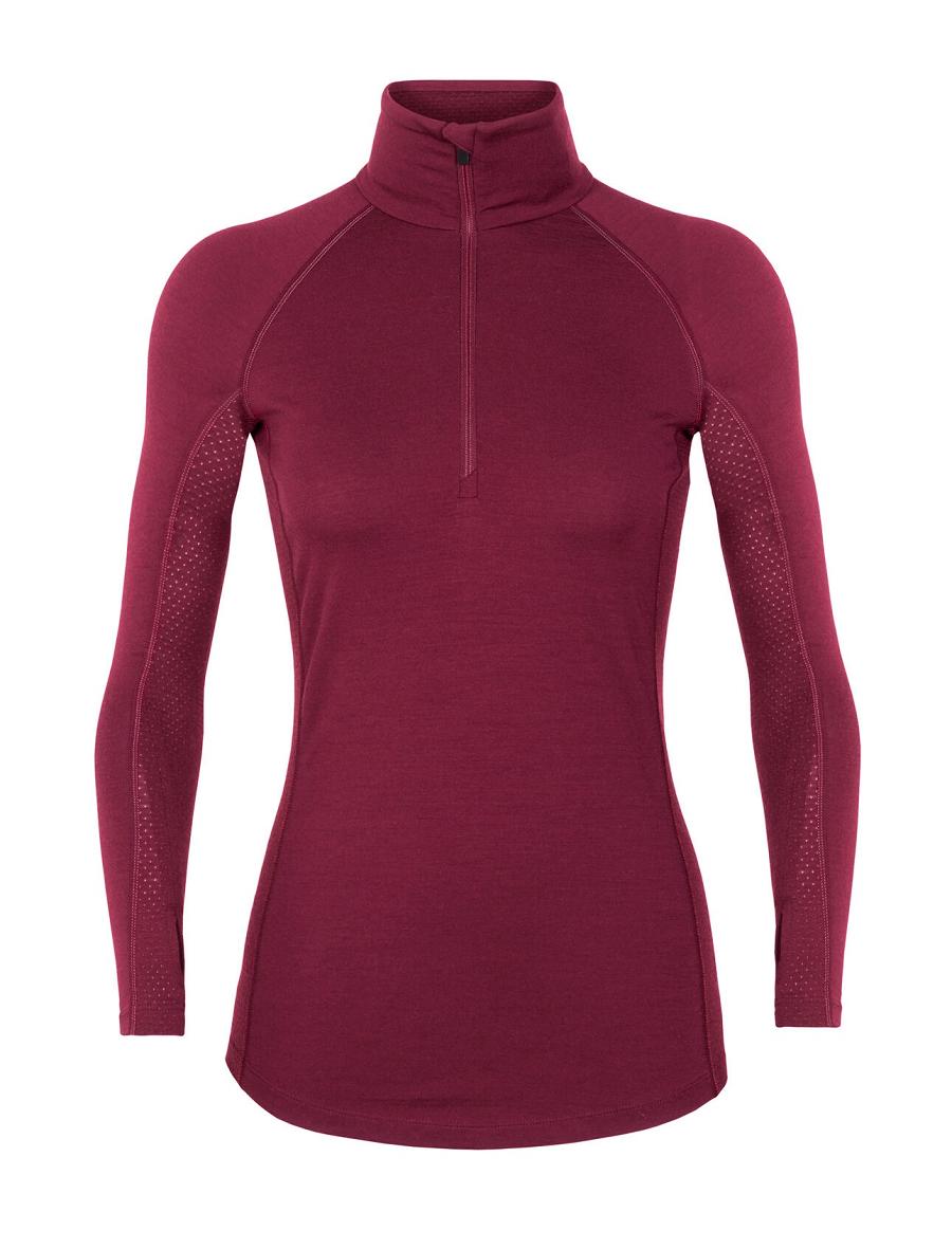 Base Layers Icebreaker BodyfitZone™ Merino 200 Zone Thermal Long Sleeve Half Zip Top Femme Rose | FR 1866JPQJ